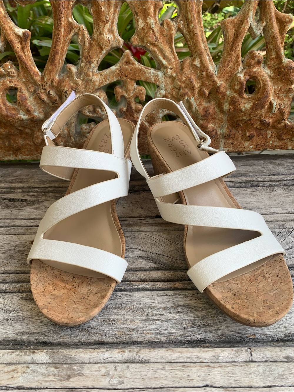 Naturalizer Adria Women’s White Cork Wedge Sandals